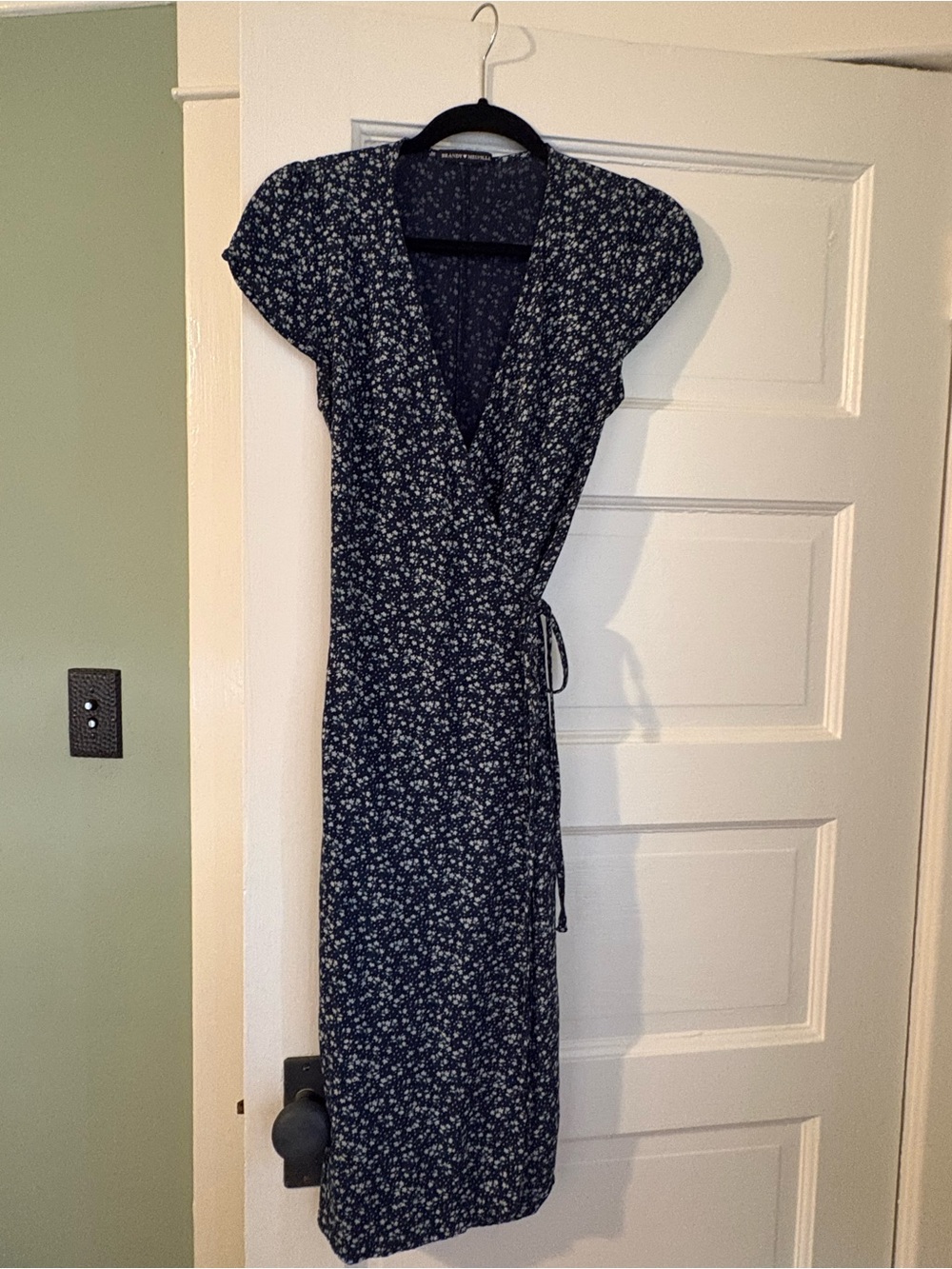Brandy Melville Navy Floral Wrap Midi Dress